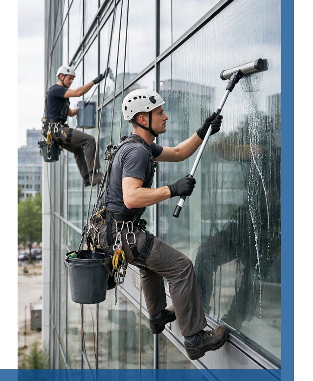 Мойка витражей альпинистами в Альметьевске от 727 р. под ключ|ВЫСОТНИК-Льм