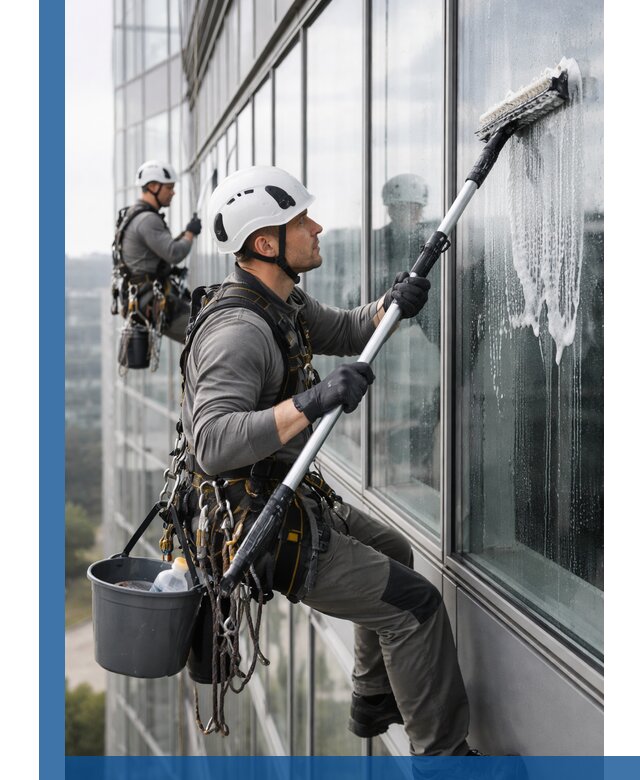 Высотная мойка сплошного остекления с выездом в Альметьевске