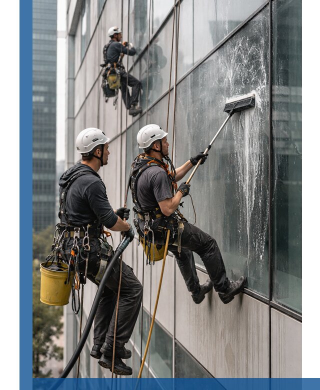 Профессиональная высотная мойка фасадов зданий в Альметьевске