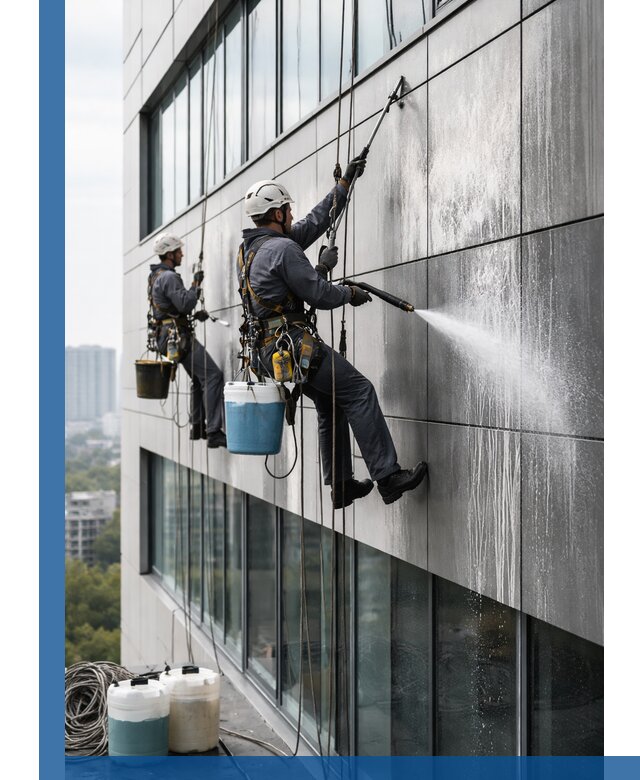 Профессиональная мойка вентилируемых фасадов в Альметьевске