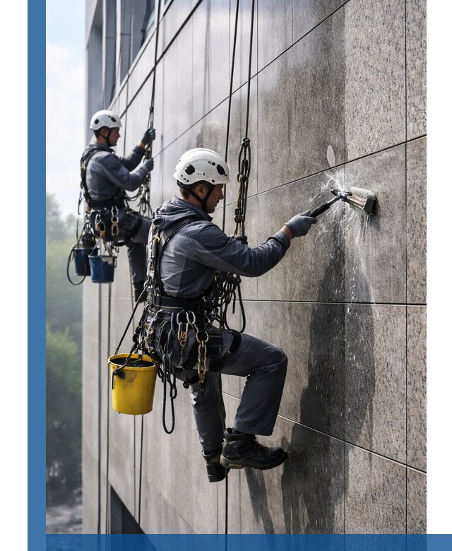 Профессиональная мойка фасада из керамогранита в Альметьевске