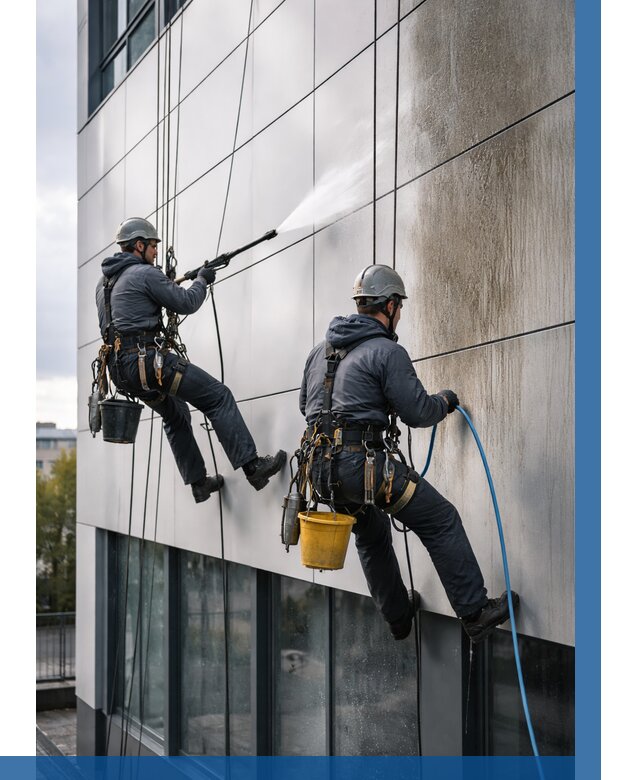 Мойка фасада из композита в Альметьевске по цене от 311 р. | ВЫСОТНИК-Льм