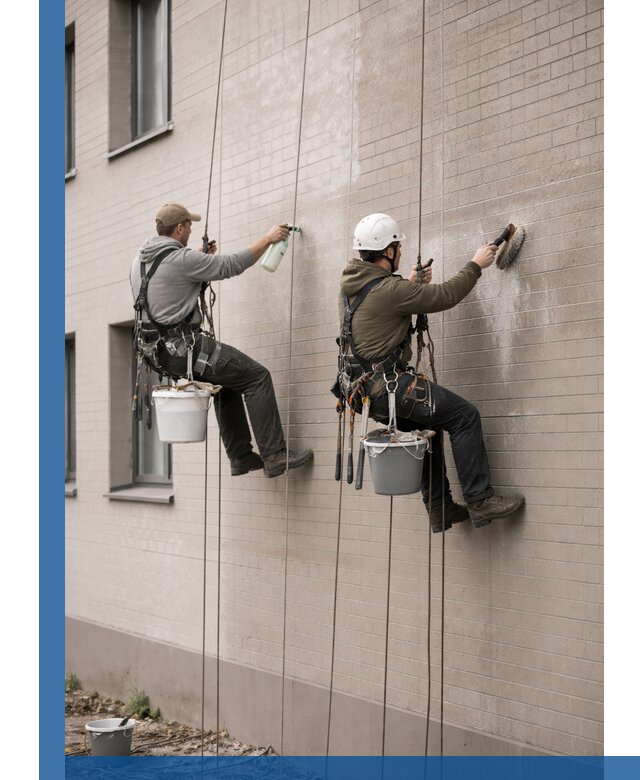 Удаление высолов с фасада зданий в Альметьевске без повреждений и следов