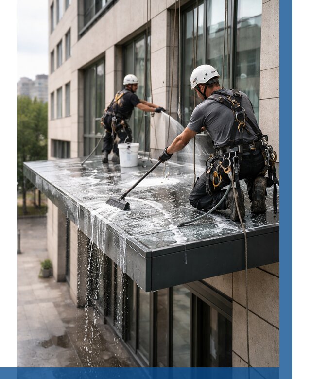 Мойка козырьков и навесов в Альметьевске от 3633 р. | ВЫСОТНИК-Льм