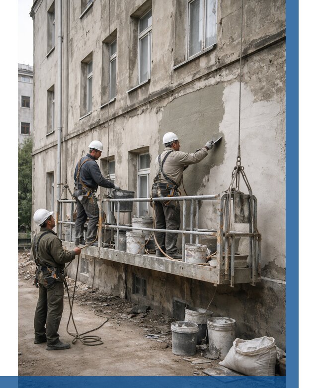 Капитальный ремонт фасада в Альметьевске от 4360 р. | ВЫСОТНИК-Льм