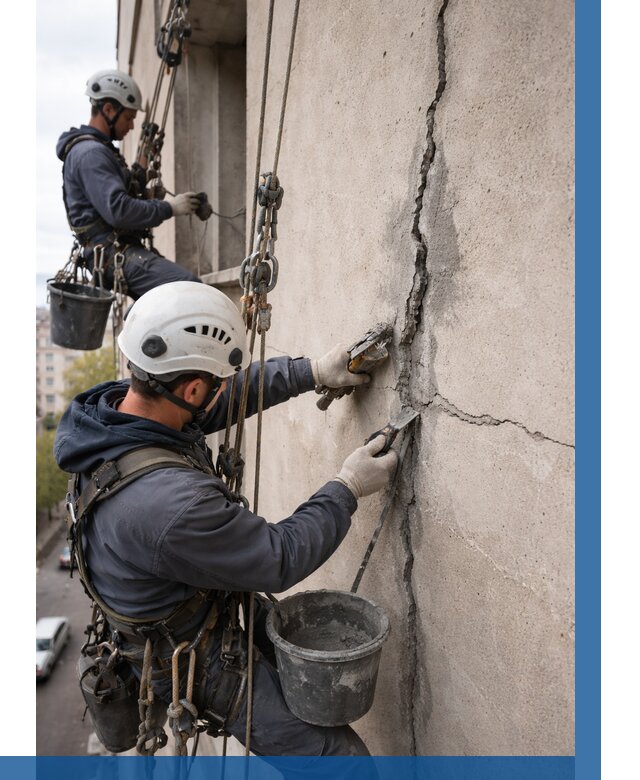 Заделка трещин на фасаде в Альметьевске от 934 р. | ВЫСОТНИК-Льм