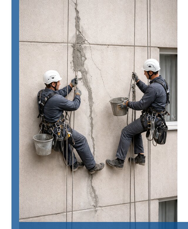 Заделка трещин на фасаде в Альметьевске с гарантийным ремонтом