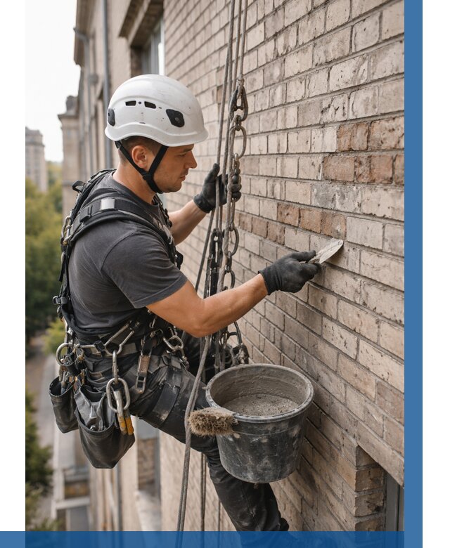 Ремонт кирпичной кладки фасада в Альметьевске от 1868 р. | ВЫСОТНИК-Льм