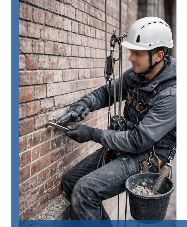 Расшивка кирпичных швов фасадов и стен, ремонт в Альметьевске