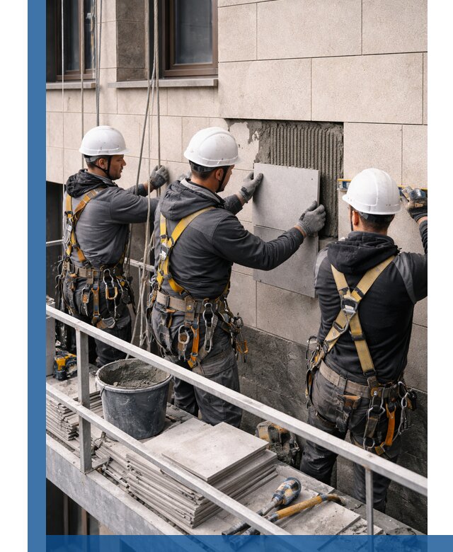 Ремонт облицовки фасада плиткой в Альметьевске с гарантией