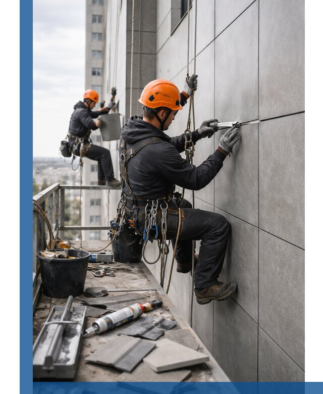 Профессиональный ремонт фасада из керамогранита в Альметьевске