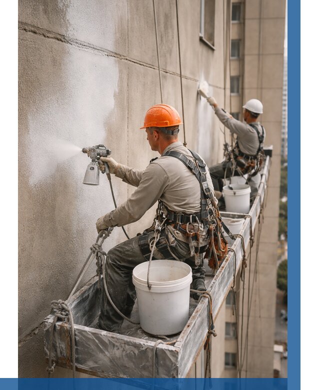 Грунтовка фасада на высоте в Альметьевске от 125 р. | ВЫСОТНИК-Льм