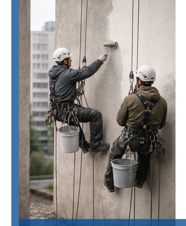 Покраска фасадов высотными альпинистами в Альметьевске с гарантией