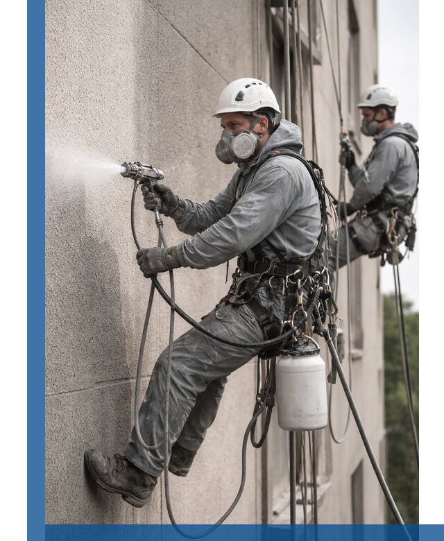 Безвоздушная покраска фасадов зданий в Альметьевске профессионально