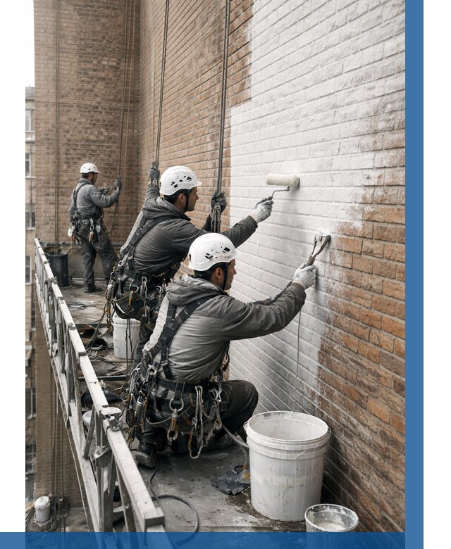 Покраска кирпичного фасада в Альметьевске от 363 р. | ВЫСОТНИК-Льм