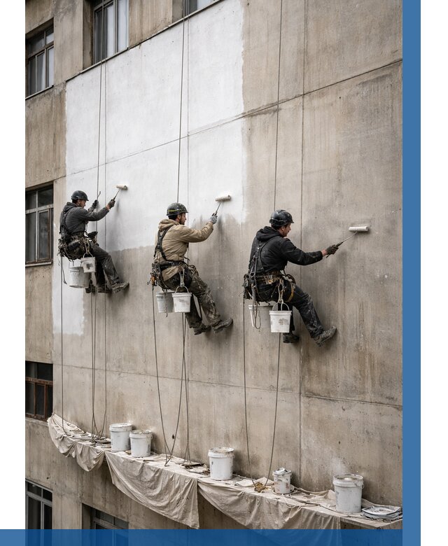 Покраска бетонного фасада в Альметьевске от 363 р за м2 | ВЫСОТНИК-Льм