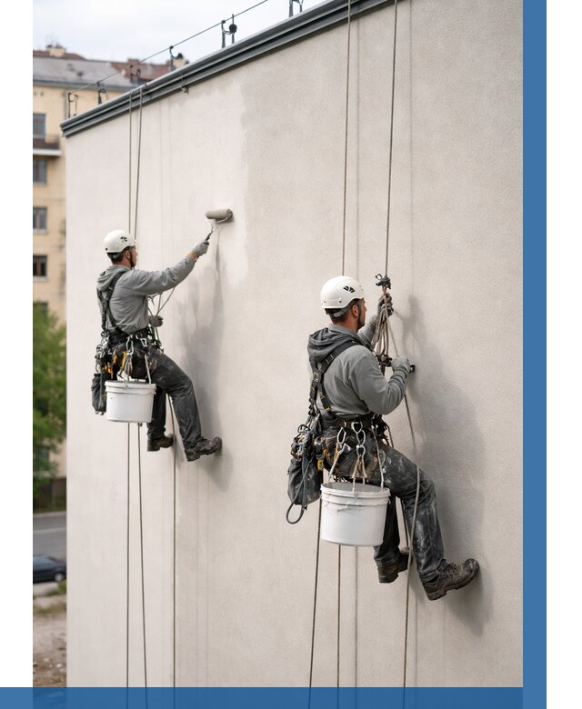 Покраска оштукатуренного фасада в Альметьевске от 332 р. | ВЫСОТНИК-Льм