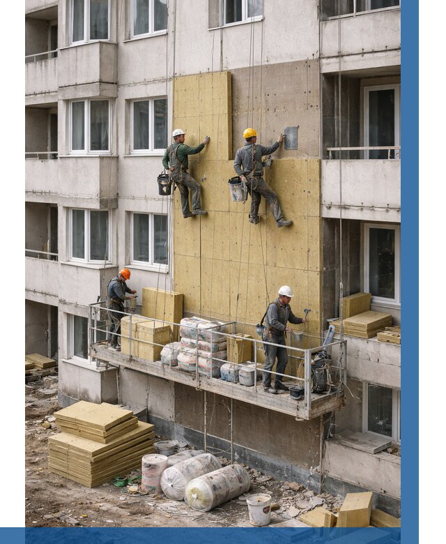 Утепление фасада минватой в Альметьевске от 1557 р. | ВЫСОТНИК-Льм