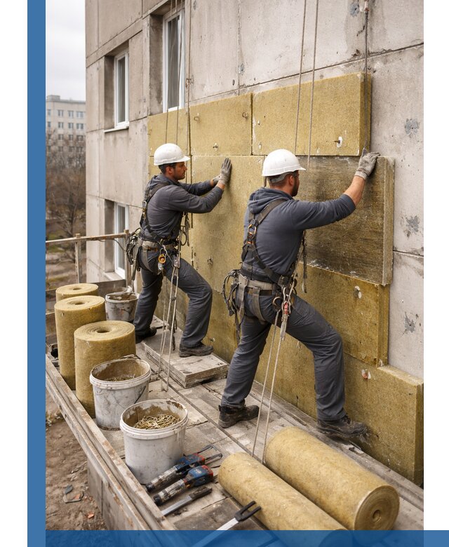 Утепление фасада минватой в Альметьевске под ключ с гарантией