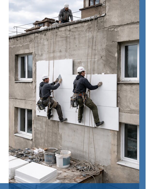 Утепление фасада пенополистиролом в Альметьевске от 1868 р. | ВЫСОТНИК-Льм