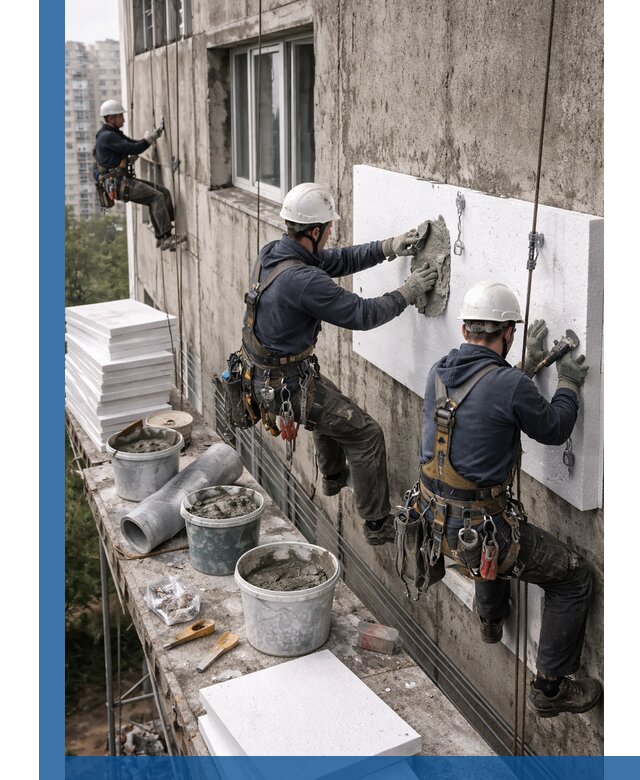 Утепление фасада пенополистиролом в Альметьевске под ключ