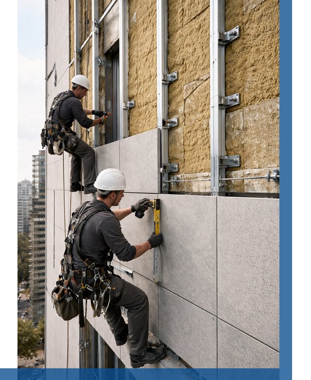 Монтаж вентилируемого фасада в Альметьевске от 3633 р. | ВЫСОТНИК-Льм