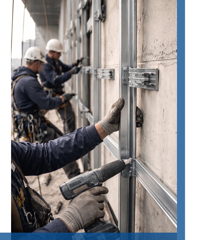 Монтаж подсистемы вентфасада в Альметьевске от 882 р. | ВЫСОТНИК-Льм