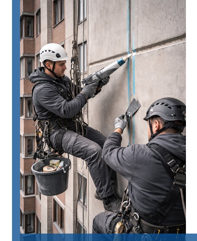 Вторичная герметизация швов фасада и кровли в Альметьевске