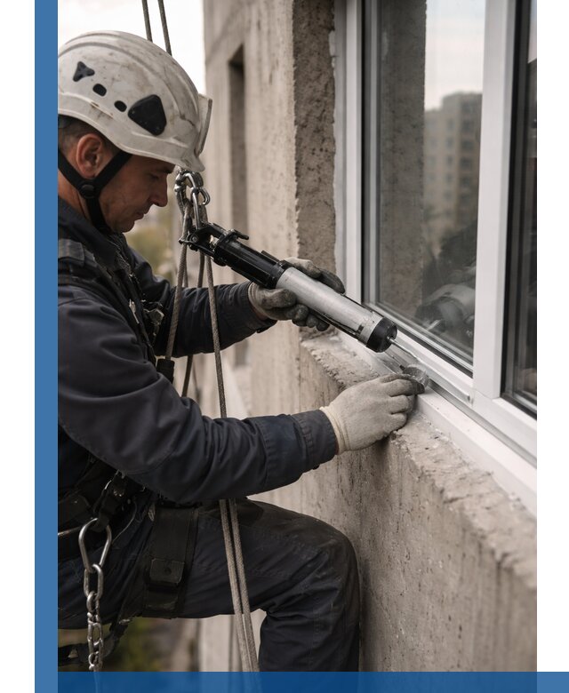 Герметизация оконных швов снаружи в Альметьевске профессионально