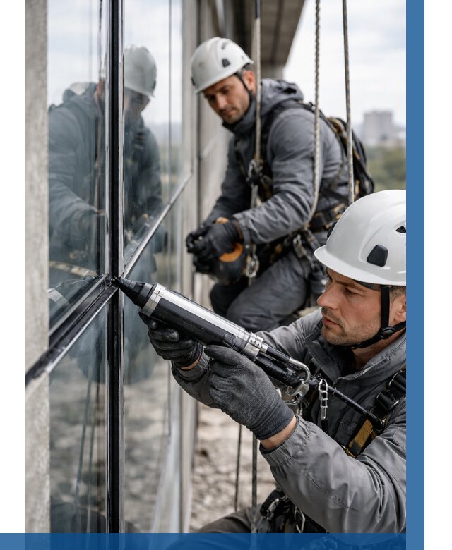 Герметизация витражных швов в Альметьевске от 675 р. | ВЫСОТНИК-Льм