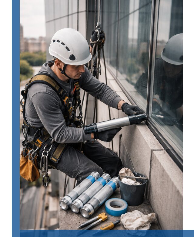Герметизация стыков витража в Альметьевске для герметичных фасадов