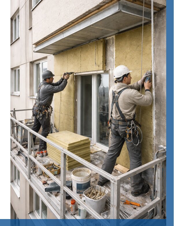 Утепление балкона снаружи в Альметьевске от 1661 р. под ключ ВЫСОТНИК-Льм