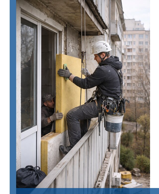 Профессиональное утепление балкона снаружи в Альметьевске под ключ