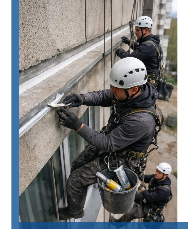 Герметизация примыкания балкона в Альметьевске под ключ с гарантией