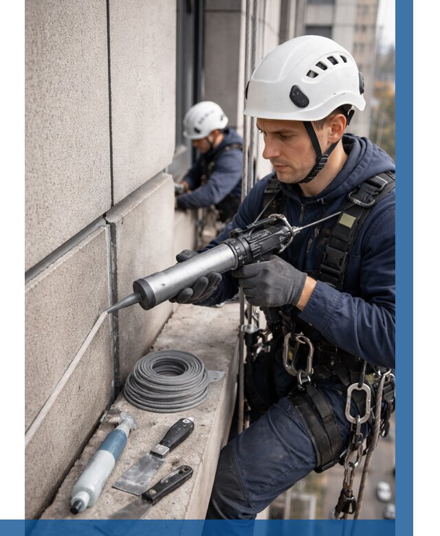 Герметизация деформационных швов фасада в Альметьевске от 727 | ВЫСОТНИК-Льм