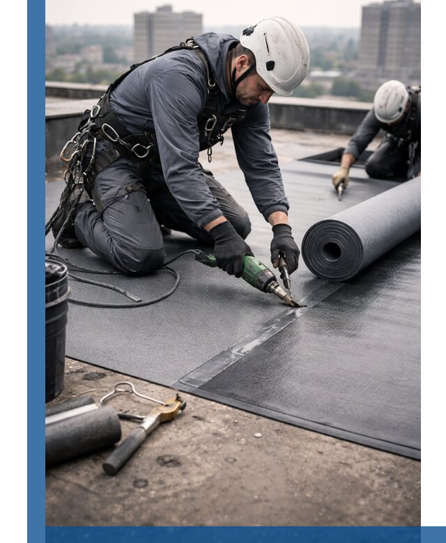 Ремонт мягкой кровли в Альметьевске с выездом промальпинистов