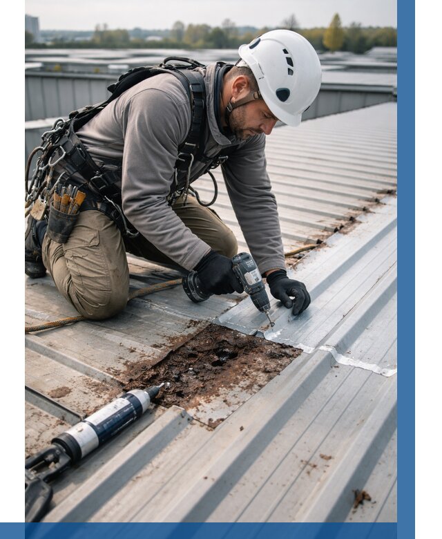 Ремонт профнастила на кровле в Альметьевске от 727 р. | ВЫСОТНИК-Льм