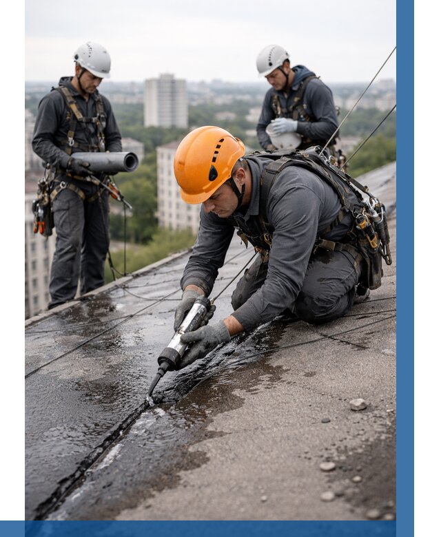 Устранение протечек кровли в Альметьевске от 12456 р. | ВЫСОТНИК-Льм