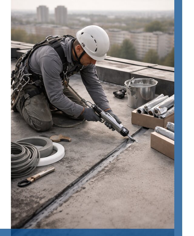 Герметизация швов кровли в Альметьевске от 467 р./м2 | ВЫСОТНИК-Льм