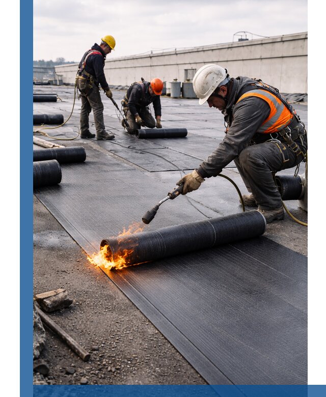 Монтаж наплавляемой кровли в Альметьевске профессионально