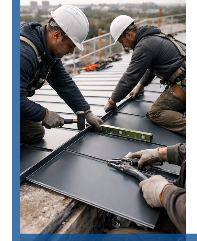 Монтаж фальцевой кровли в Альметьевске для промышленных зданий