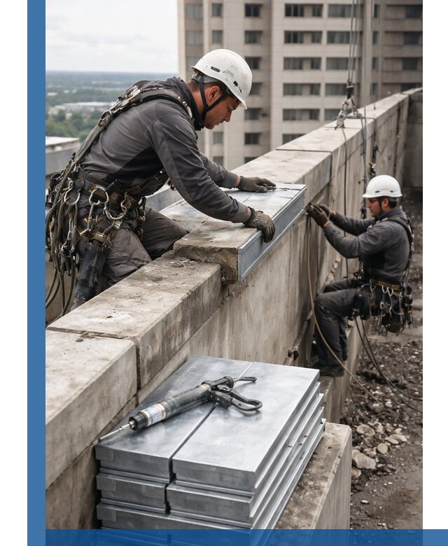 Замена парапетных крышек и установка новых в Альметьевске