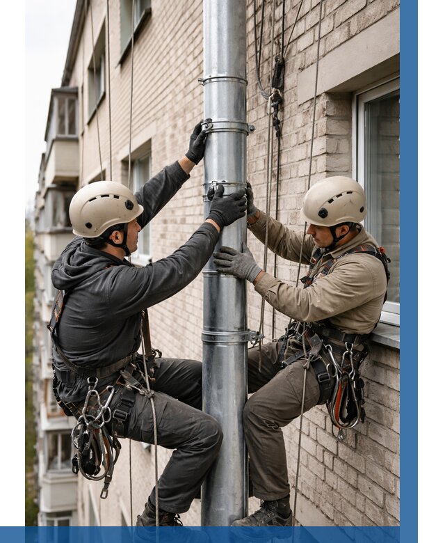 Замена водосточных труб в Альметьевске от 6747 р. | ВЫСОТНИК-Льм