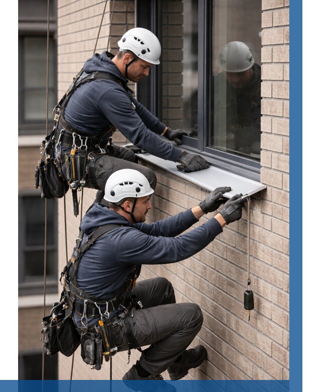 Монтаж оконных отливов под ключ в Альметьевске от 3633 р. | ВЫСОТНИК-Льм