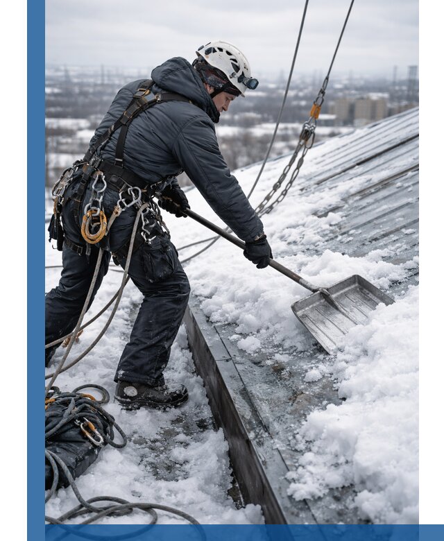 Профессиональная очистка кровли от снега и наледи в Альметьевске