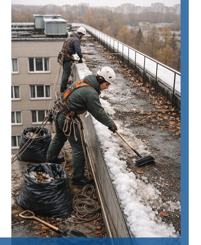 Очистка кровли по периметру в Альметьевске от 571 р. | ВЫСОТНИК-Льм