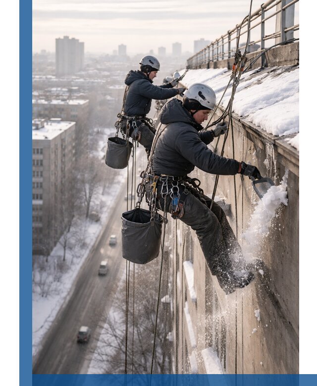 Очистка карнизов от снега в Альметьевске профессионально и безопасно