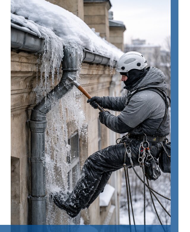 Очистка водостоков от льда в Альметьевске от 3633 р. | ВЫСОТНИК-Льм