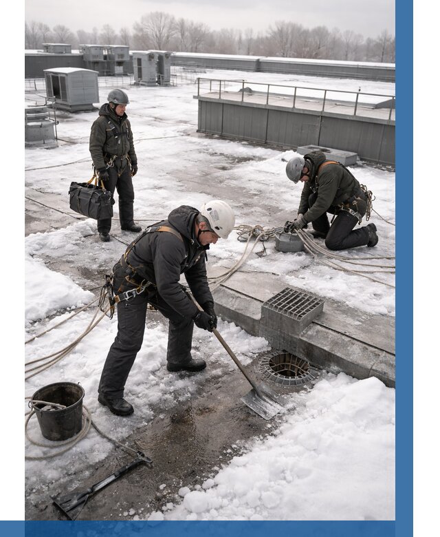 Абонентское обслуживание кровли зимой в Альметьевске от 8304 р. | ВЫСОТНИК-Льм