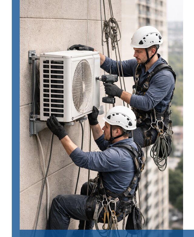 Монтаж внешнего блока кондиционера в Альметьевске установка и крепление